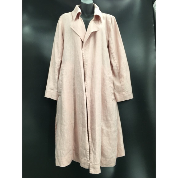 Eileen Fisher Jackets & Blazers - Eileen Fisher Powder Tencel Linen Long Open Front Jacket Women's Medium NWOT